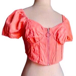 Shero Coral Pink Bustier Crop Top Size S